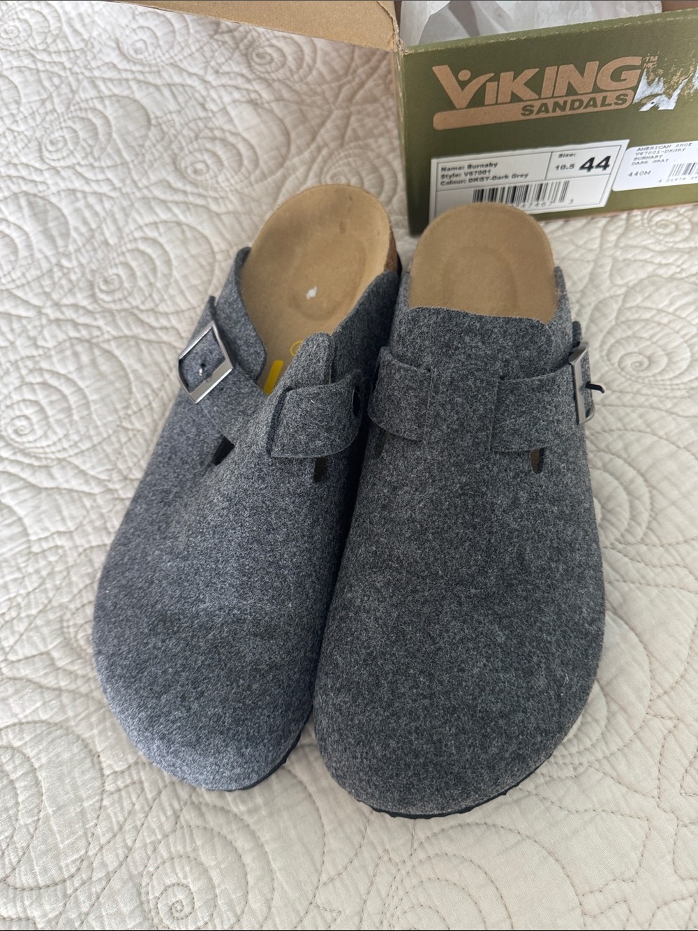 Viking Men’s Gray Felt Slip-On Clogs with Buckle